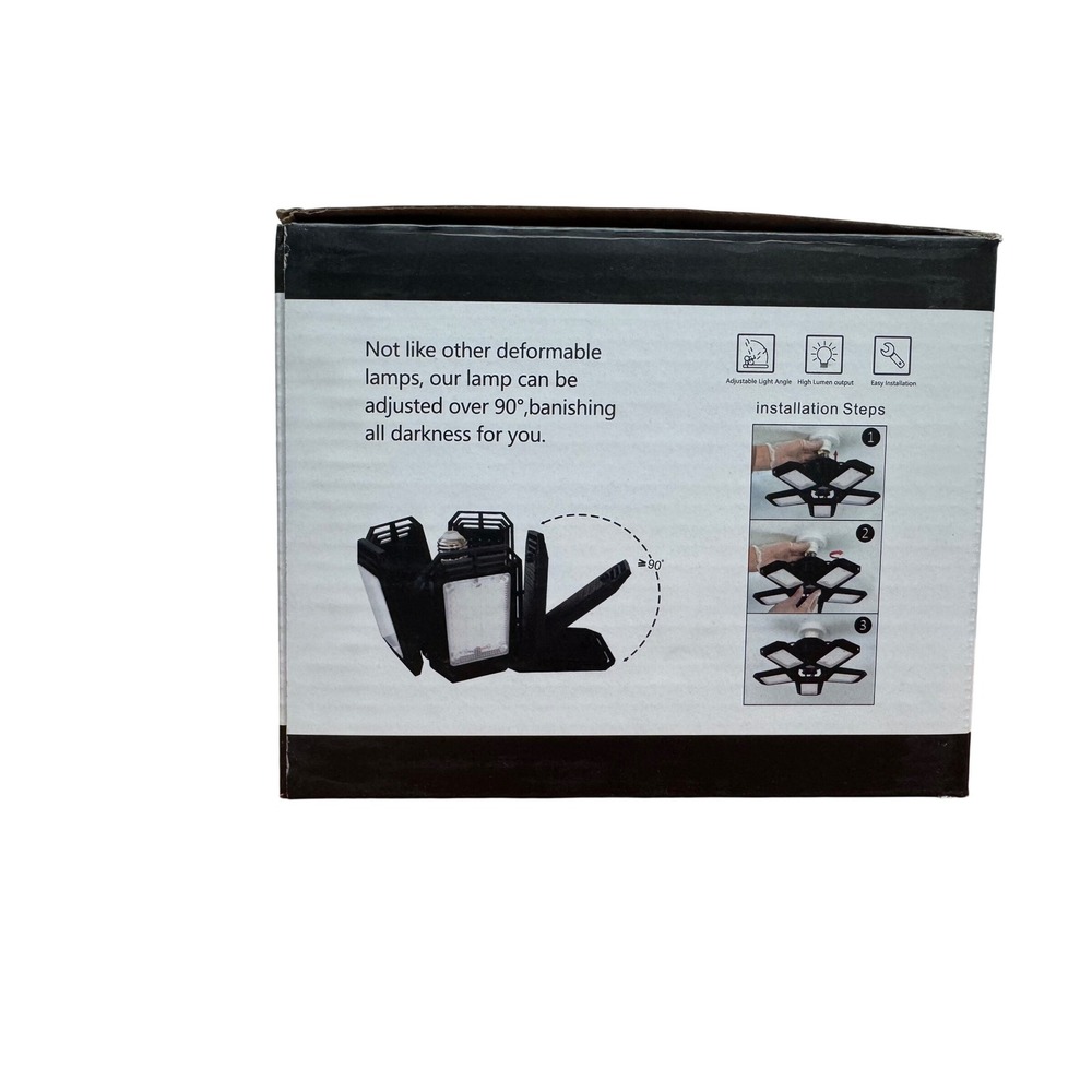 Deformable LED Garage Light 5-Leaf Adjustable Panels 6500K Daylight Black - Picture 2 of 6